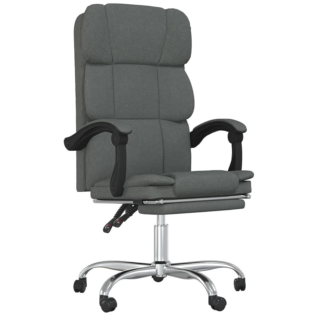 vidaXL Chair Swivel Reclining Desk Chair with Wheels for Living Room Fabric