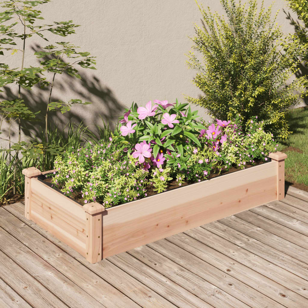 vidaXL Garden Raised Bed with Liner Strawberry Planter Herb Bed Solid Wood Fir