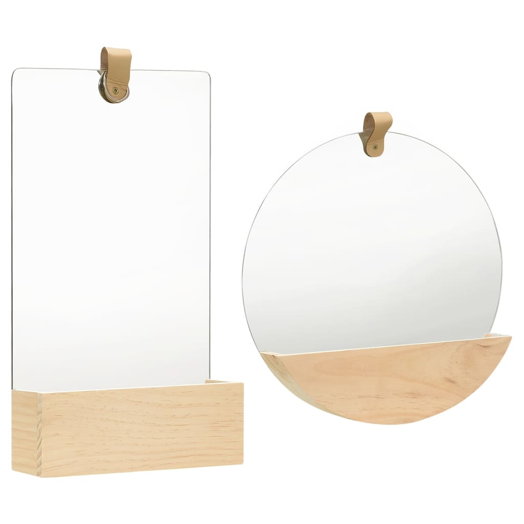 vidaXL Hanging Mirror Wall Mirror with Storage Bathroom Mirror Solid Pinewood