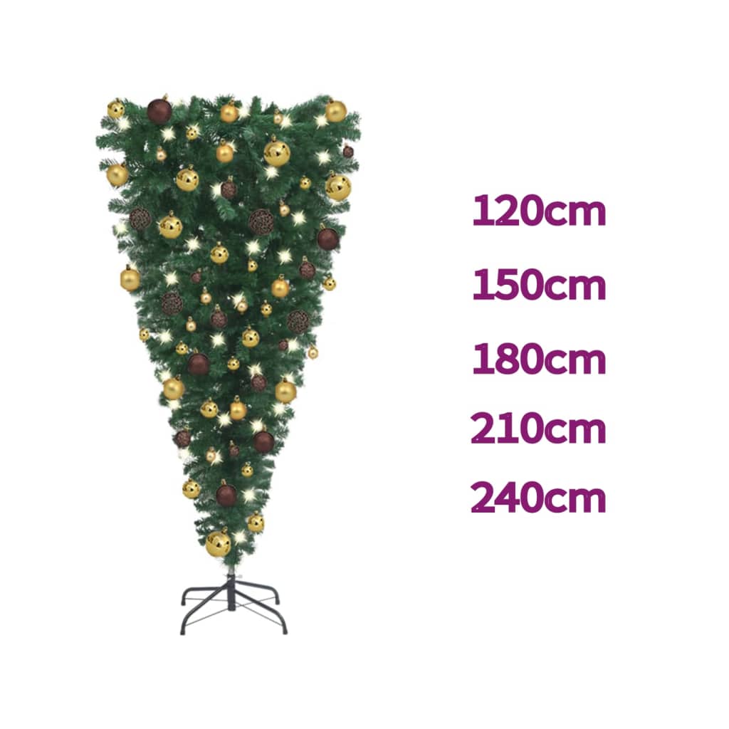 vidaXL Upside-down Artificial Pre-lit Christmas Tree with Ball Set Xmas Tree